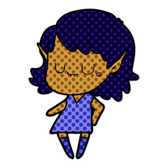 happy cartoon elf girl wearing dress