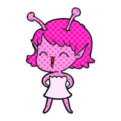 cartoon alien girl laughing