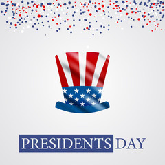 Presidents Day poster. Happy Presidents Day Background and symbols with USA flag. Vector illustration.