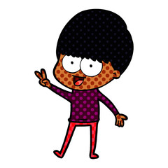 happy cartoon boy waving