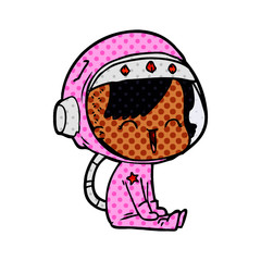 happy cartoon space girl