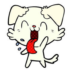 cartoon panting dog waving