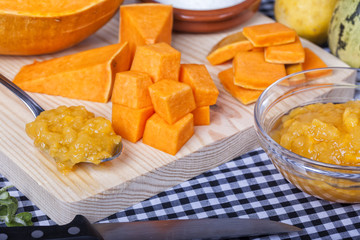 Compote homemade pumpkin on a table