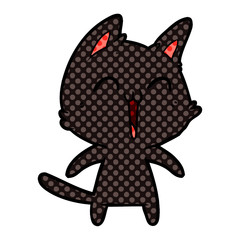 happy cartoon cat meowing
