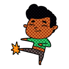 happy cartoon man kicking