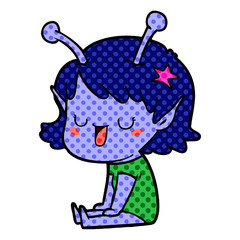 happy alien girl cartoon laughing