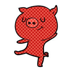 happy cartoon pig