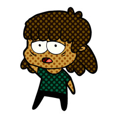 cartoon tired woman