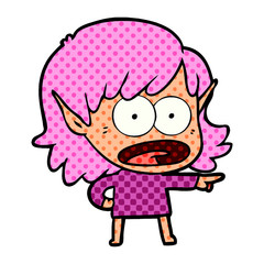 Obraz premium cartoon shocked elf girl