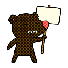 angry bear cartoon protesting