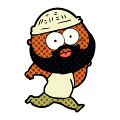 cartoon bearded man running