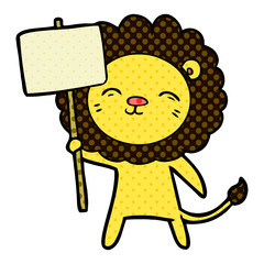 cartoon lion with protest sign