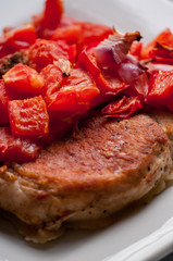 pork chop steak on the table close up