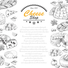 Vertical seamless background with cheese products