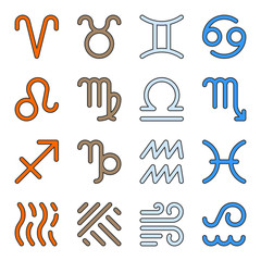 Signs zodiac elements water fire earth air icons