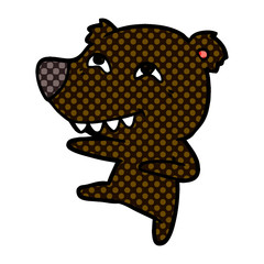 cartoon bear showing teeth while dancing