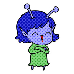 cartoon alien girl laughing