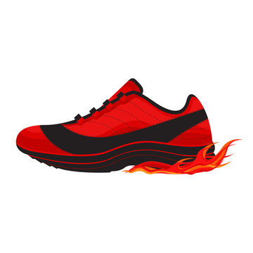 Casual Basketball Shoe with Fire Vector and Icon
