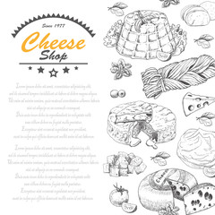 Vertical seamless background with cheese products