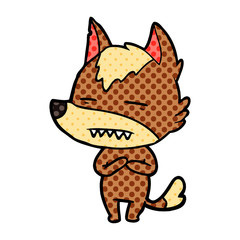 cartoon wolf showing teeth