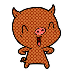 happy cartoon pig