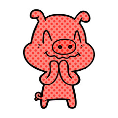 nervous cartoon pig