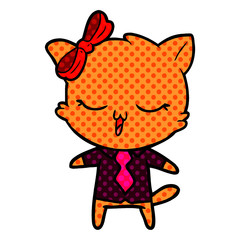 cartoon cat with bow on head