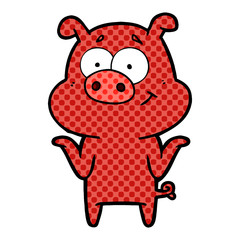 happy cartoon pig