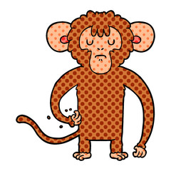 cartoon monkey scratching