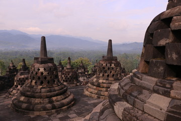 Aussicht auf dem Borobudur in Indonesien