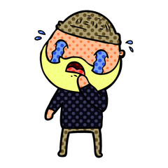 cartoon bearded man crying