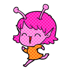 cartoon alien girl laughing