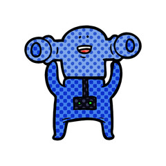 friendly cartoon alien waving