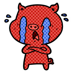crying pig cartoon