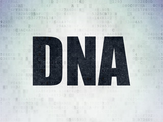 Healthcare concept: Painted black word DNA on Digital Data Paper background