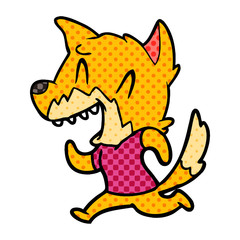 laughing fox running away