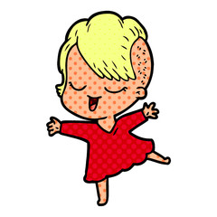 happy cartoon girl dancing
