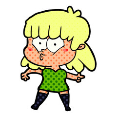 Obraz premium cartoon whistling girl