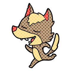 cartoon running wolf laughing