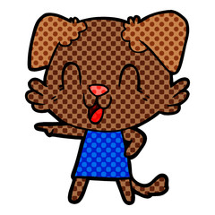 laughing cartoon dog in dress