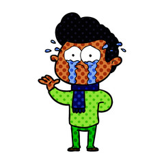 Obraz premium cartoon crying man