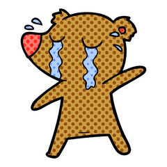 Obraz premium cartoon crying bear