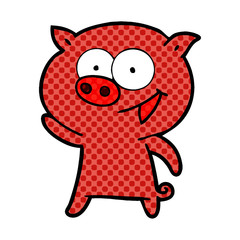 cheerful pig cartoon