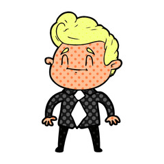 happy cartoon man in office clothes
