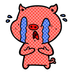 crying pig cartoon
