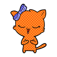 cartoon cat with bow on head