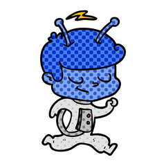 friendly cartoon spaceman running