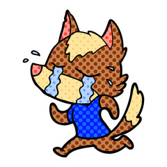 cartoon crying wolf running away