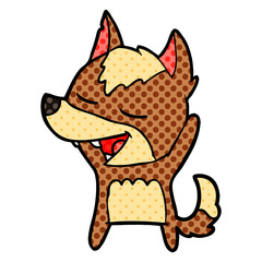 cartoon wolf laughing