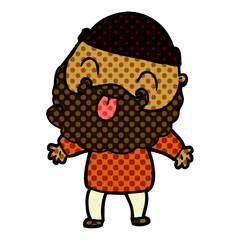 man with beard sticking out tongue